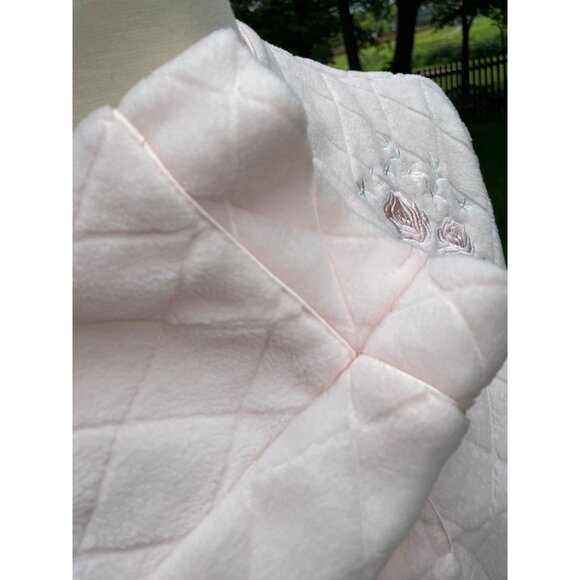 Quilted Pink Embroidered Housecoat By Fundamentals Size L 100% Polyester 3/4 Sle - Picture 8 of 8